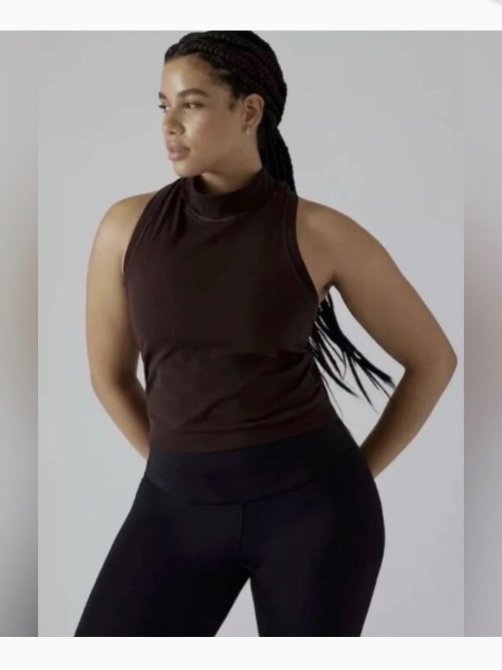 Athleta Momentum Mock Neck Tank Top - Brown